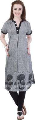 MomToBe Women Striped A-line Kurta(Black)