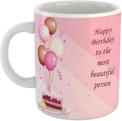 GiftOwl Best Happy Birthday To Beautiful Person Love Coffee for Friend, Girlfriend & BoyFriend Glossy Finish With Vibrant Print Ceramic Coffee Mug(350 ml)