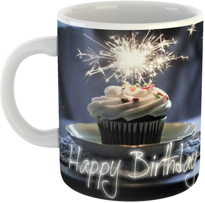 GiftOwl Happy Birthday Cake Ceramic Coffee for Friend, Girlfriend & BoyFriend Glossy Finish With Vibrant Print Ceramic Coffee Mug(350 ml)