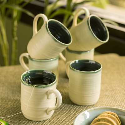ExclusiveLane Jade Translucence' Studio Pottery Glazed Tea & Coffee Ceramic Coffee Mug(190 ml, Pack of 6) ExclusiveLane Jade Translucence' Studio Pottery Glazed Tea & Coffee Ceramic Coffee Mug(190 ml, Pack of 6)