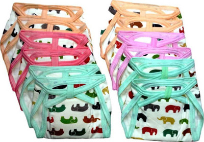 

Kidoyzz New Born Washable & Reusable Diaper/Langot/12 Nappy Set KD_NP_15, Multicolor