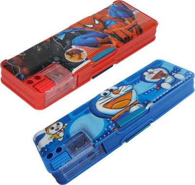

Aarvi Spiderman,Doraemon Character Print Art Plastic Pencil Boxes(Set of 2, Multicolor)