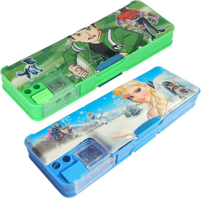 

Aarvi Frozen,Ben10 Character Print Art Plastic Pencil Boxes(Set of 2, Multicolor)