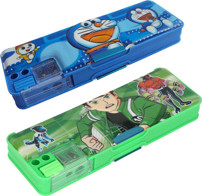 

Aarvi Doraemon,Ben10 Character Print Art Plastic Pencil Boxes(Set of 2, Multicolor)