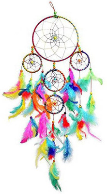 Unique Crafts Dream Catcher, Attract Positive Dreams Decorative Showpiece - 20 cm(Feather, Multicolor)