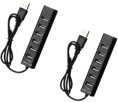

durReey Set Of 2 Multi Connectivity 2.0 High Speed Ultra Slim Design 480 Mbps 7 Port USB Hub(Black)