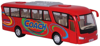 

Kinsmart 7" Coach Bus Diecast Metal Door Openable and Pull Back Action From Flying Toyszer(Red)