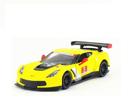

Kinsmart 5" 1:36 Scale Corvette C7 R GM Diecast Model Car Door Openable and Pull Back Action From Flying Toyszer(Yellow)