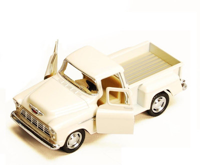 

Kinsmart 5" 1:32 Scale 1955 Chevy Stepside Pickup Diecast Model Door Openable and Pull Back Action From Flying Toyszer(Beige)