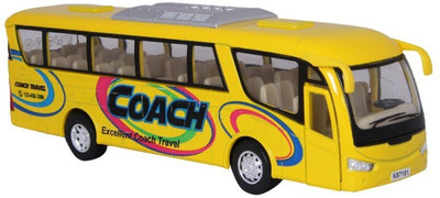 

Kinsmart 7" Coach Bus Diecast Metal Door Openable and Pull Back Action From Flying Toyszer(Yellow)