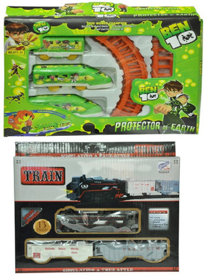 

Mahvi Toys Combo of Battery Operated Train(Green, Black), Black;green