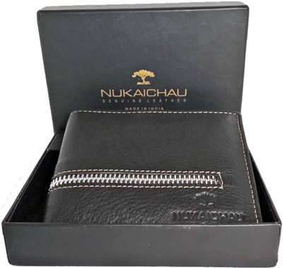 

NUKAICHAU Men Black Genuine Leather Wallet(6 Card Slots), Blacl