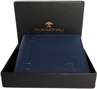 

NUKAICHAU Men Blue Genuine Leather Wallet(6 Card Slots)