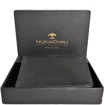 

NUKAICHAU Men Black Genuine Leather Wallet(6 Card Slots)