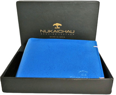 

NUKAICHAU Men Blue Genuine Leather Wallet(6 Card Slots), Light blue
