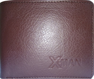 

X-Man Men Brown Genuine Leather Wallet(7 Card Slots)