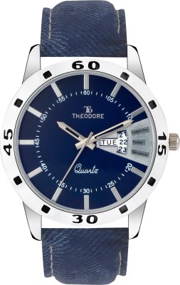THEODORE TDM16001 Premium Blue Leather Strap Wrist Watch  - For Men   Watches  (THEODORE)