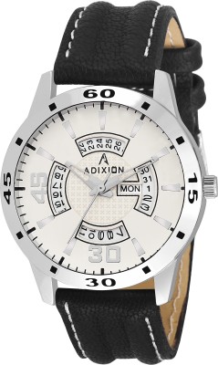ADIXION 9519SLD02 : New Leather Strep Stainless Steel Day & Date Youth Watch Watch  - For Men & Women   Watches  (Adixion)