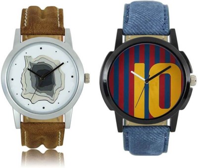 FASHION POOL LOREM FADED DIAL & MESSI SPECIAL MULTI COLOR DESIGNER ANALOG WATCH WITH BLUE & BROWN LEATHER BELT WATCH FOR FESTIVAL Watch  - For Boys   Watches  (FASHION POOL)