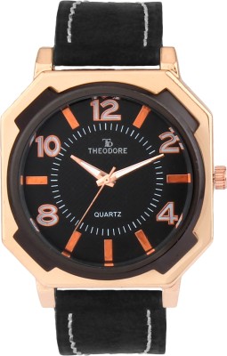 THEODORE TDM16014 Premium Black Leather Strap Wrist Watch  - For Men   Watches  (THEODORE)