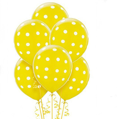 

AMFIN Printed 12 Inch (Pack of 30) Polka Dot Birthday Party Balloons - yellow, white dot Balloon(Yellow, Pack of 30)
