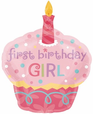 

Party Anthem Printed Large “First Birthday Girl" Pink Cupcake Foil Balloon - 37 x 27 inches Balloon(Pink, Pack of 1)