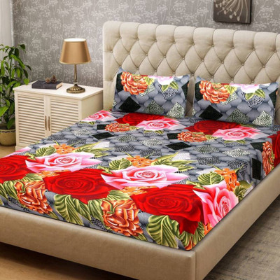 ABONY Polycotton Double Flat 140 TC Floral Bedsheet(Pack of 1, Multicolor)