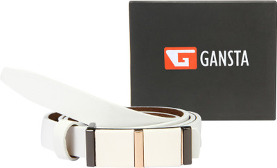 Gansta Women Formal, Party White Genuine Leather Belt