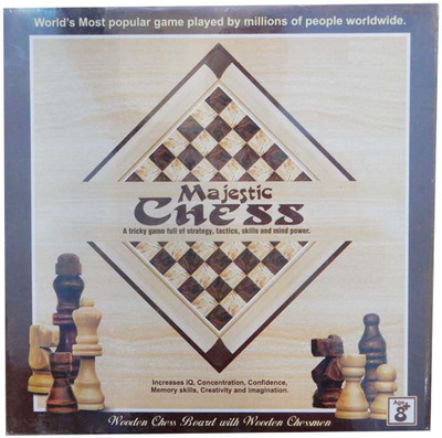 eRunners Wooden Majestic Chess With Wooden Chessmen Family Game Board Game available at flipkart for Rs.699
