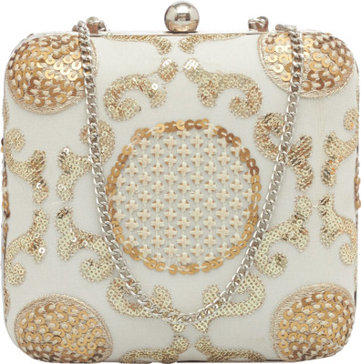

TARUSA Casual White, Gold Clutch, Gold;white