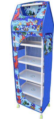 

Flipzon Multipurpose 6 Shelve Foldable Almirah(Jungle)/Toy Box PVC Collapsible Wardrobe(Finish Color - Blue)