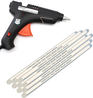Upkaran Black 100 Watt With 9 Transparent Hot Melt Glue Sticks (10inch/25cm) Standard Temperature Corded Glue Gun(11 mm)