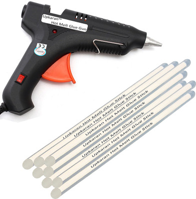 Upkaran Black 100 Watt With 8 Transparent Hot Melt Glue Sticks (10inch/25cm) Standard Temperature Corded Glue Gun(11 mm)