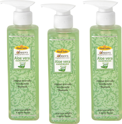 

khadi abeers ALOVERA HANDWASH - Set of 3 pcs(250 ml, Pump Dispenser, Pack of 3)