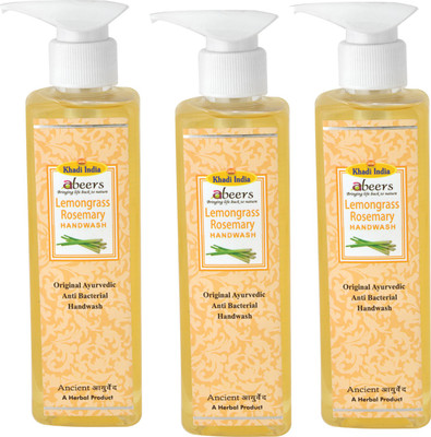

khadi abeers LEMON GRASS HANDWASH - Set of 3 pcs(250 ml, Pump Dispenser, Pack of 3)