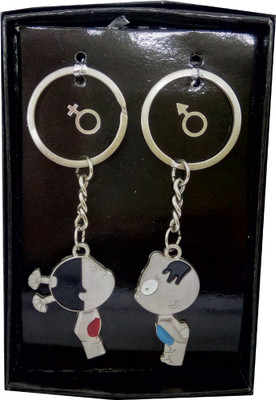 

HALO NATION Couple Heart Boy and Girl Silver- Valentine Gift Key Chain