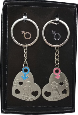 

HALO NATION Designer heart Keyring Set of 2 Symbol of Boy & Girls Key Chain