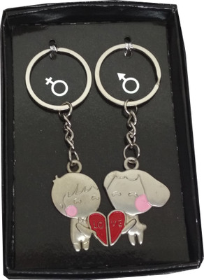 

HALO NATION Designer Boy and Girl heart Set of 2 Key Chain