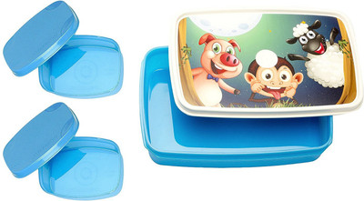 

Signoraware Night Safari Compact 3 Containers Lunch Box(1050 ml), Blue