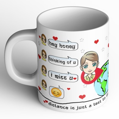 Abaronee for my valentine-Distance is just to see how far love can travel.. Ceramic Coffee Mug(350 ml)