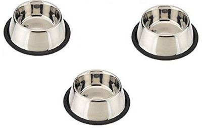 

Pets Empire Pets Empire Small Dog and Cat feeding bowl steel (400 ml) Set of 3 Round Stainless Steel Pet Bowl(400 ml Silver)