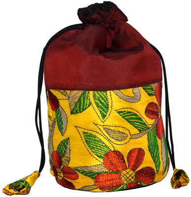 

Esthetic Mind Potli bag / Botua / Party clutch with hand embroidery in silk fabric (Maroon) Potli(Maroon)