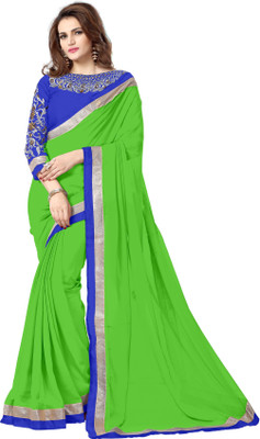 

onlinefayda Embroidered Daily Wear Chiffon Saree(Light Green)