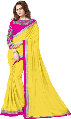 

onlinefayda Embroidered Daily Wear Chiffon Saree(Yellow)