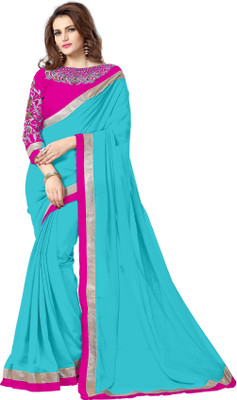 

onlinefayda Embroidered Daily Wear Chiffon Saree(Light Blue)