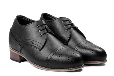 

Bxxy Bxxy's 3 Inch Hidden Height Increaser Outdoor Black Semi-British Brogue Height Elevator shoes Brogues For Men(Black