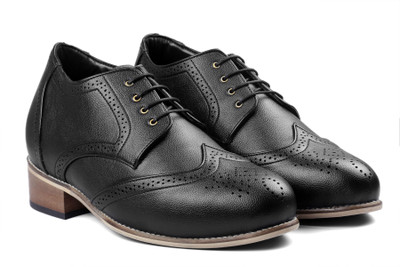 

Bxxy Bxxy's 3 Inch Hidden Height Increaser Outdoor Black Full-British Brogue Height Elevator shoes Lace Up For Men(Black