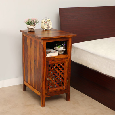 

TimberTaste WIPRO Solid Wood Side Table(Finish Color - Natural Teak)