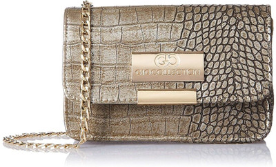 

Gio Collection Women Casual Gold Genuine Leather Sling Bag