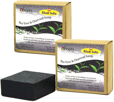 

khadi abeers Tea Tree Charcoal Soap - Set of 2 pcs(120 g, Pack of 2)
